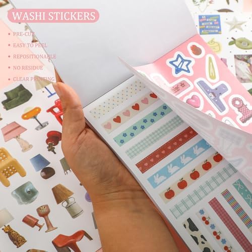 1900+ PCS Vintage Cute Scrapbook Sticker Book, 50 Sheets Retro & Ins Little Object Theme Korean Stickers for Scrapbooking, Art Scrapbook Supplies for Adults Teens Women Girls Junk Journal Journaling - Image 6