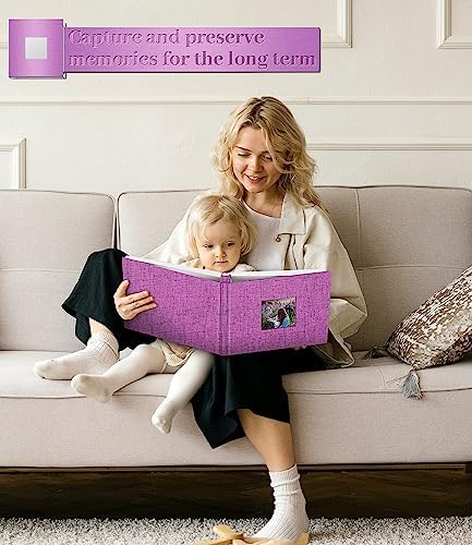 Artfeel Photo Album Self Adhesive Scrapbook Album for 3x5 4x6 5x7 8x10 Pictures,40 Pages Linen Cover with Display Window DIY Photo Book,Ideal Gifts for Family Travel Wedding Baby - Image 6