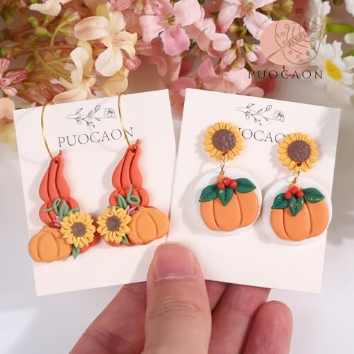 Puocaon Pumpkin Polymer Clay Cutters - 9 Pc Fall Earrings Clay Cutters for Jewelry, Thanksgiving - Image 6