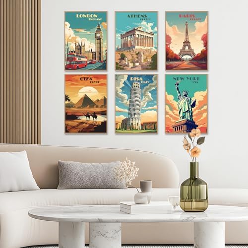 6 Pack Paint by Numbers Kit for Adults, Travel Number Painting, 10x14 Inch - Image 7