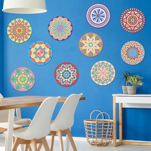 Vercraft 22 Pcs Wooden Mandala Painting Set 10 Cutouts 12 Markers, Vintage - Image 6