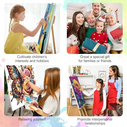Framed Paint by Numbers Kit for Adults, Butterfly & Roses, 10 x 10 Inch - Image 7