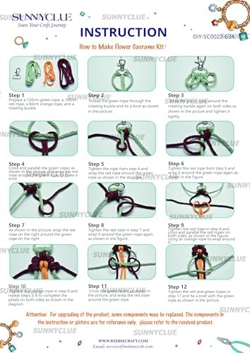 SUNNYCLUE 6 Sets Keychain Making Kits Macrame Keychain Kit Daisy Flower Keychain with Instruction Boho Tassel Keychains Flowers Macrame Kits for Beginners Adults Handbags DIY Hanging Ornament Decor - Image 6