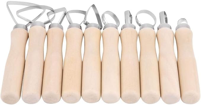 Akozon Pottery Tools Clay Sculpture Tool Set JR2-10/ 10Pcs DIY Wax Carving Pottery Shapers Tools Clay Sculpting Tools Set Accessories