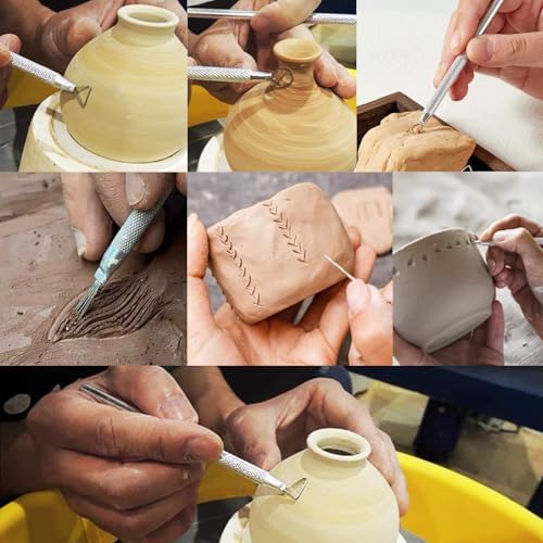 10PCS Clay Sculpting Tools Set, Stainless Steel Pottery Carving Kit with Detail Needles & Loops, for Ceramics, Polymer Clay, Air Dry Clay, Professional Modeling & Detailing Tools - Image 7