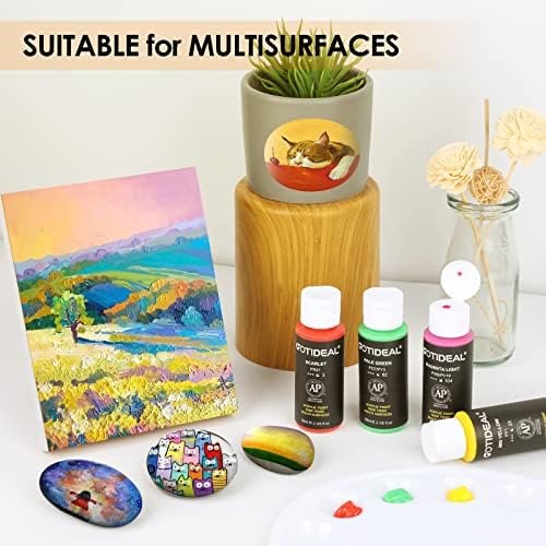 GOTIDEAL Acrylic Paint Set with 10 Brushes, 18 Colors (59ml, 2 oz) - Image 6