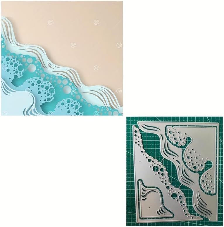 Lapoo Cutting Die for Scrapbooking, 3D Backgrounds Frame New Cutting Dies DIY Album Card Making Decor Paper Craft Metal Die Cuts Party Decorations (Spray 4.7 x 4 in) - Image 3
