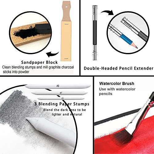 KALOUR 82 Pack Drawing Sketching Kit, Pro Art Supplies with Sketchbook, Include Tutorial,Colored, Graphite, Charcoal, Watercolor,Metallic & Pastel Pencils, Drawing Set for Adults Teens Beginner - Image 7