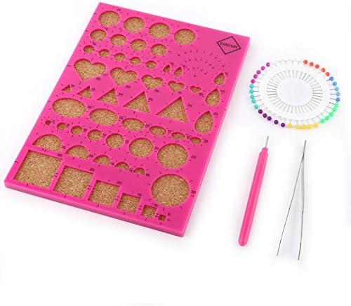 SUNGOOYUE Paper Quilling Tool Kit Plastic Wood Metal Slotted Quilling Pen with Template Board 40 Pins Tweezer for DIY Paper Craft Scrapbook Card Making Adults Beginners (Rose Red) - Image 6