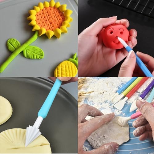 CoguZed 9 Pcs Clay Sculpting Tools Kit, Double Head Pottery Modeling Clay Carving Tools, Plastic Clay Tools, Air Dry Clay Tools for Crafts and DIY Projects Assorted Colors - Image 6