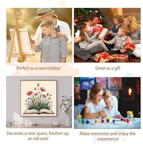 Artunion Framed Paint by Numbers Kit for Adults Beginners & Kids Ages 8-12,Books Easy Paint by Number with Frame,Flower Paint by Numbers Kit on Canvas 10 * 10 Inch Without Easel - Image 7