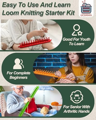 UCDRMA Knitting Loom Kit 35PC Scarf Loom Knitting Kit for Beginners, Quick Loom Knitting for Beginners Adult Contain Instructions, Pom Pom Maker and Yarn for Crochet Blanket Kit - Image 7