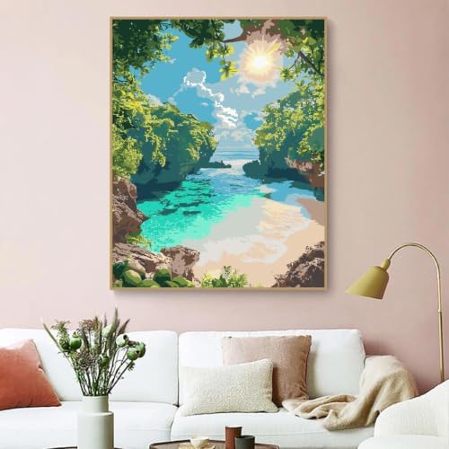 ZRIZQ Landscape Paint by Numbers Kit for Adults Beginner,Beach,16x20 - Image 7