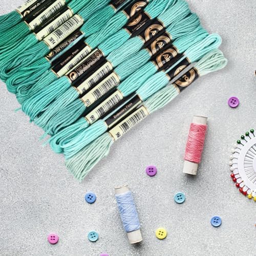 12 Skeins 6 Strands Green Cross Stitch Thread Variegated Gradient Embroidery Floss Polyester Friendship Bracelet String Yarn Threads Bulk for Hand Sewing Bracelets Needlecraft DIY Stitching - Image 7