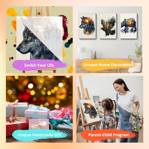 Mandun Animal Paint by Numbers Kit for Adults, 3 Pack, 7.8x11.8 inch - Image 7