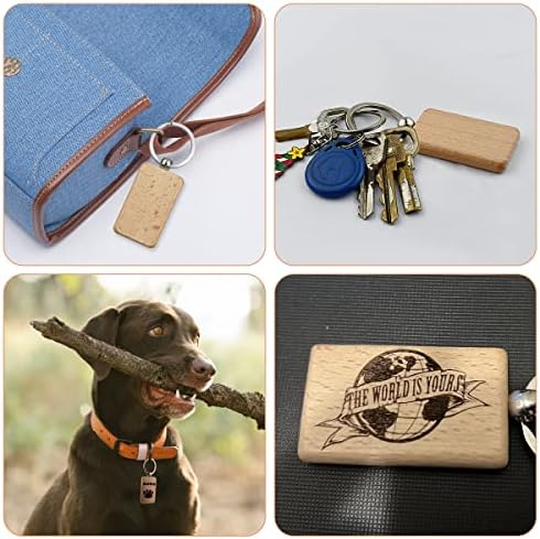Tenalleys 10Pcs Blanks Rectangle Wooden Keychain 1.2 inch Wood Engraving Unfinished Keychain with 10 pcs Key Rings for DIY Crafts Gift Accessories - Image 7