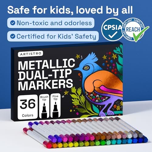 ARTISTRO Metallic Dual-Tip Acrylic Paint Marker Pens - Set of 36 - Image 7