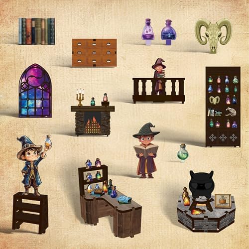 DIY Book Nook Kits, Miniature Magic Pharmacy Building Set, Wooden Mini Dollhouse Kit - Alchemy Master, Bookshelf 3D Wood Puzzle with LED for Adults & Beginners, Ideal Gift for Family and Friends - Image 6