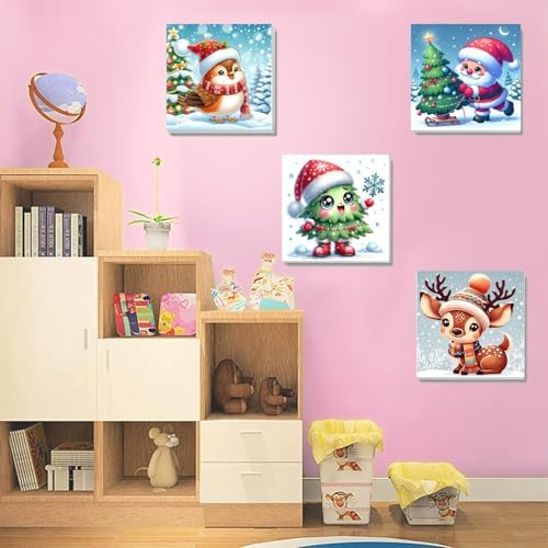 6 Pack Christmas Framed Paint by Numbers for Adults, Easy Acrylic Cartoon Painting by Number Kits on Canvas, Christmas Painting by Numbers Kits, Adults' Paint-by-Number Kits for Home Wall Decor 8x8in - Image 7