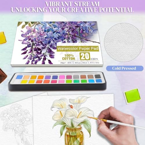 Watercolor Coloring Book Kit for Adults 24 Color Paint Set with Brush - Image 6