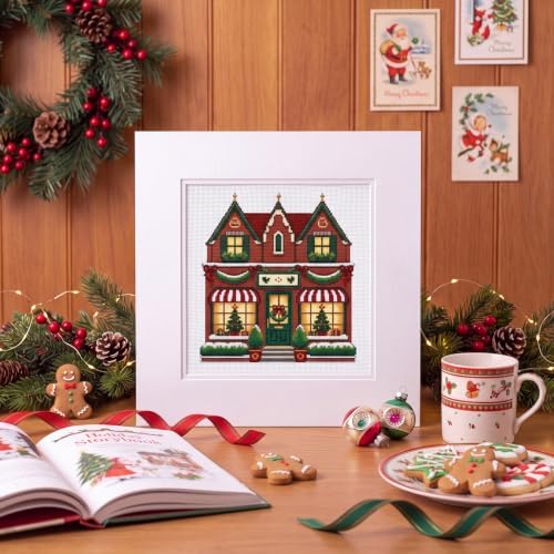 XunYee 22 Pcs Christmas Village House 18 Mesh Needlepoint Canvas Kit - Image 7