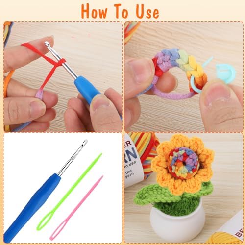 8x50g Cotton Yarn for Crocheting, Multicolor Beginners Crocheting Kit Gifts - Image 6