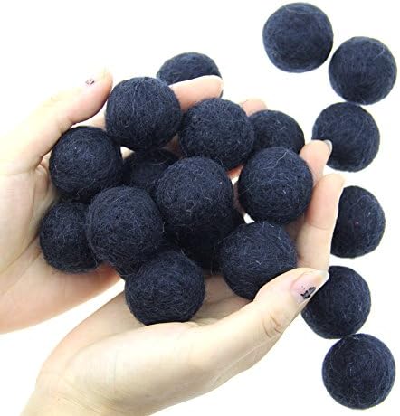 Zasy 30mm Needle Wool Felt Balls Foam Filled Wool Felt Pom Pom Home Decor DIY (Black) - Image 3