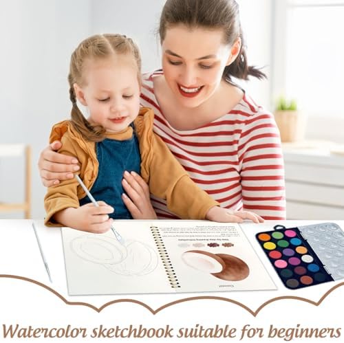 Watercolor Workbook, Water Coloring Book, 12 Different Patterns of Original DIY Designs, 18 Colors Watercolor Paint Set, Beginner-Friendly Watercolor Workbooks (Fruits), Perfect Gifts for Adults - Image 7