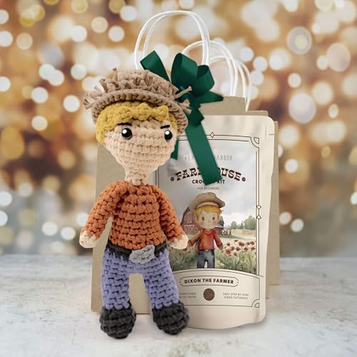 Hearth & Harbor Amigurumi Crochet Kit for Beginners, Learn to Crochet Kits for Adults Beginner with Easy Yarn, Stuffed Crochet Animal Kit with Step-by-Step Video Tutorials – Dixon the Farmer - Image 6