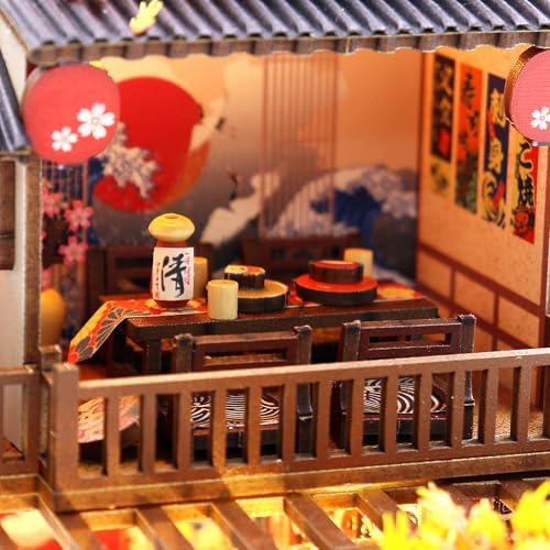 MAGQOO DIY Miniature Dollhouse Kit DIY Miniature House Kit Tiny Mini House Kits with Furniture 1:24 Scale 3D Puzzles(Sushi House) - Image 7
