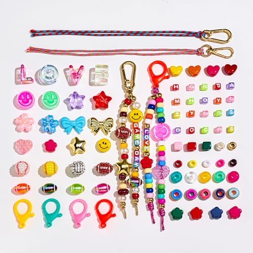 Colorful Beads Keychain Making Kit DIY Bag Charms Jewelry Making Kit Gifts - Image 6