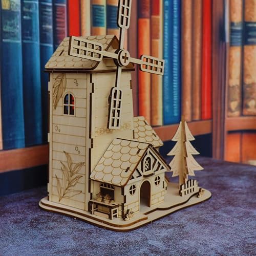 3D Wooden Puzzle Windmill Mill Design Model Kit, DIY Creative Assembly Building Set for Adults, Christmas - Image 7