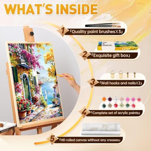 Qaisxoty Paint by Numbers Kit for Adult - Lane Road Rolled Adult Paint by Number, Complete Paint by Numbers Kit with Canvas, Box, Brushes, Acrylic Paints - DIY Home Decor & Gift (12”x16”) - Image 7