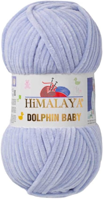 1 Skein/Pack Himalaya Dolphin Baby Chenille Yarn, Each Ball 100 gr (3.5 oz), 120 m (132 Yards), 100% Polyester, Super Bulky Baby Blanket Velvet Amigurumi Yarn, 80344 - Pale Blue