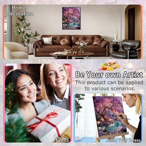 Tree of Life Paint by Number Adult with Frame Wooden Easel,Adult Paint by Numbers Tree of Life,Paint by Numbers Kit for Adults,DIY Acrylic Paint by Numbers for Adults Home Wall Decor 12x16inch - Image 7