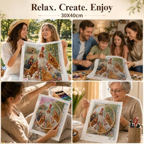 Mosaflare Chicken Stamped Cross Stitch Kits for Beginner 12x16 Inch - Image 7