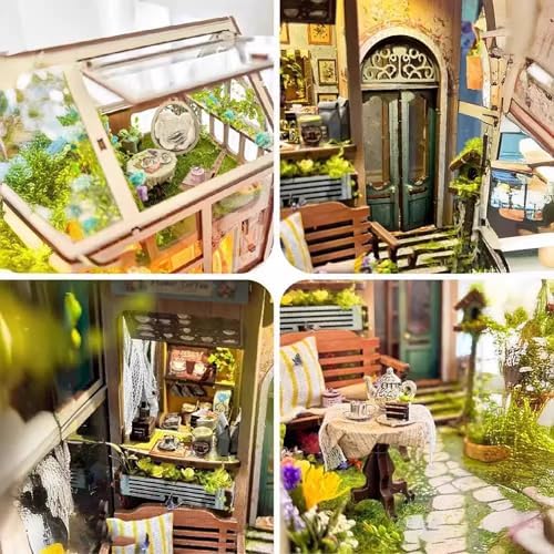 Book Nook Kits for Adults, 3D Wooden Dollhouse Kit with LED Lights, DIY Miniature House kit for Bookshelf Decor, and Crafts (Sylvia Garden) - Image 6