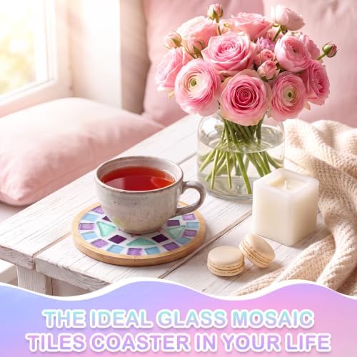 Reallnaive 48 Sets Mosaic Coaster Kit with Glass Tiles,Sparkle Style - Image 6