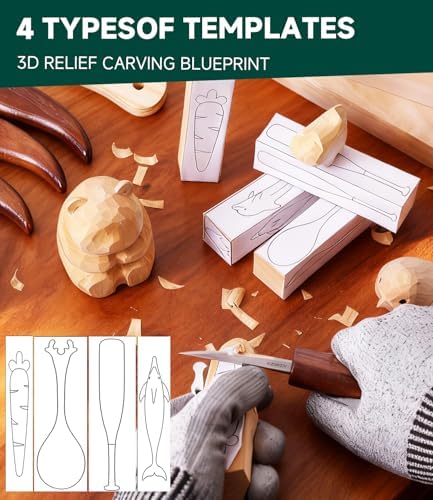Wood Carving Kit, 30Pcs Wood Carving Tools Set with Leather Storage Bag, Deluxe Whittling Kit, 9 Wood Carving Knives 5 Chisels 4 Blocks (30-Piece Leather Bag Set) - Image 6