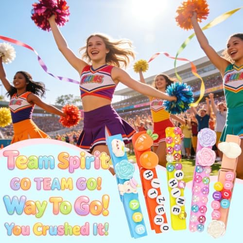 978Pcs 2-in-1 Cheer pins & Bag Charm Kit with 3-Tier Box, DIY Spirit Clips, 50 Wooden Cheer Clothes Pins, 3 Beaded Keychains, Clothespin Decorating Kit for Dance Volleyball Team Cheerleader Gifts Bulk - Image 7