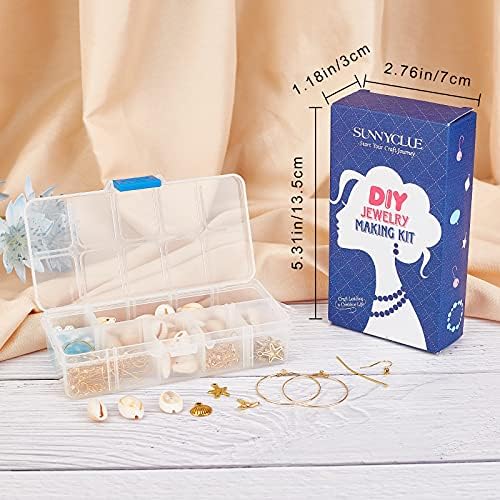 SUNNYCLUE 1 Box DIY 10 Pairs Beach Themed Earring Making Kits Starfish Shell Charms Cowrie Shell Beads & Glass Faceted Beads & Earring Hooks for Handmade Earrings Beginner - Image 7