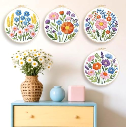ORIGACH 4 Pack Easy Flower Embroidery Kit for Beginners - Image 7