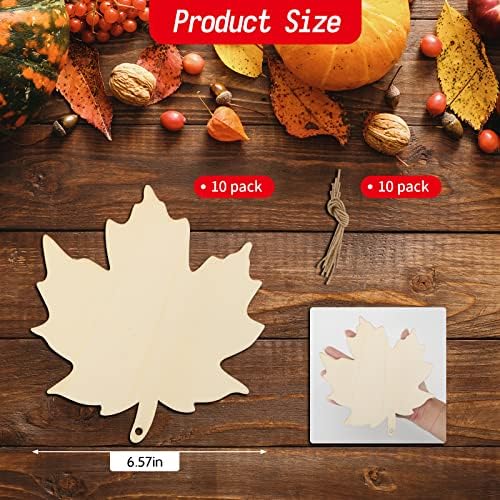 Large Size 7inch WoodenThanksgiving Ornaments to Paint, DIY Blank Unfinished Maple Leaf Wood Ornament for Crafts Autumn Hanging Decorations School Decoration(10PCS) - Image 7