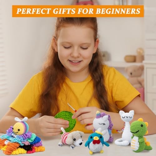 KIECIK Crochet Knitting Kit for Beginners – 6 PCS Crochet Animal Kit - Image 7