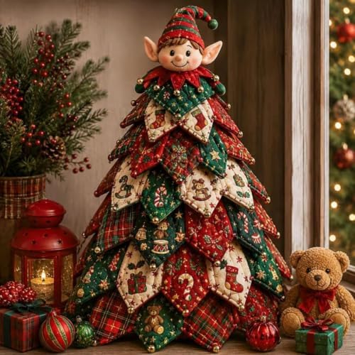 DIY Quilted Christmas Tree Kit, 3D Fabric Patchwork Craft Set for Adults & Beginners, Handmade Holiday Sewing & Tabletop Decor Project, Creative Crafting Gift Box - Image 7