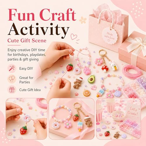 Cute Resin Charm Set for Bracelets, Assorted Kawaii Styles Bulk Pack, Small Animal & Candy Design for Jewelry Making, DIY Crafts, Bag Accessories, Gift Kit for Girls - Image 7