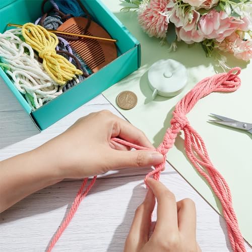 INFUNLY 8 Set Macrame Keychain DIY Kits Mini Boho Keychains Bag Charms Macrame Keychain Bracelet with Tassels for Car Key Purse Phone Instruction Included - Image 6