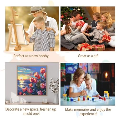 Artunion Framed Paint by Numbers Kit for Adults Beginners & Kids Ages 8-12,Sunset Tulip Flower Paint by Number with Frame,Floral Paint by Numbers Kit on Canvas 10 * 10 Inch Without Easel - Image 7