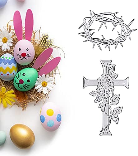 ALIBBON Easter Cross Die Cuts for Card Making, Rose Cross Cutting Dies Metal Template Molds, Thorn Rose Flower Dies for Crafting DIY Photo Album Embossing Scrapbooking Supplies - Image 5