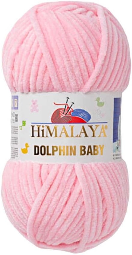 1 Skein/Pack Himalaya Dolphin Baby Chenille Yarn, Each Ball 100 gr (3.5 oz), 120 m (131 Yards), 100% Polyester, Super Bulky Baby Blanket Velvet Amigurumi Yarn, 80319 - Pink